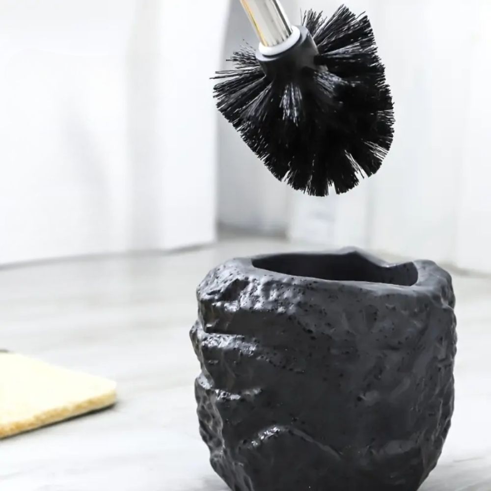 Stone-Look Ceramic Toilet Brush (Removable Handle & Bristles)