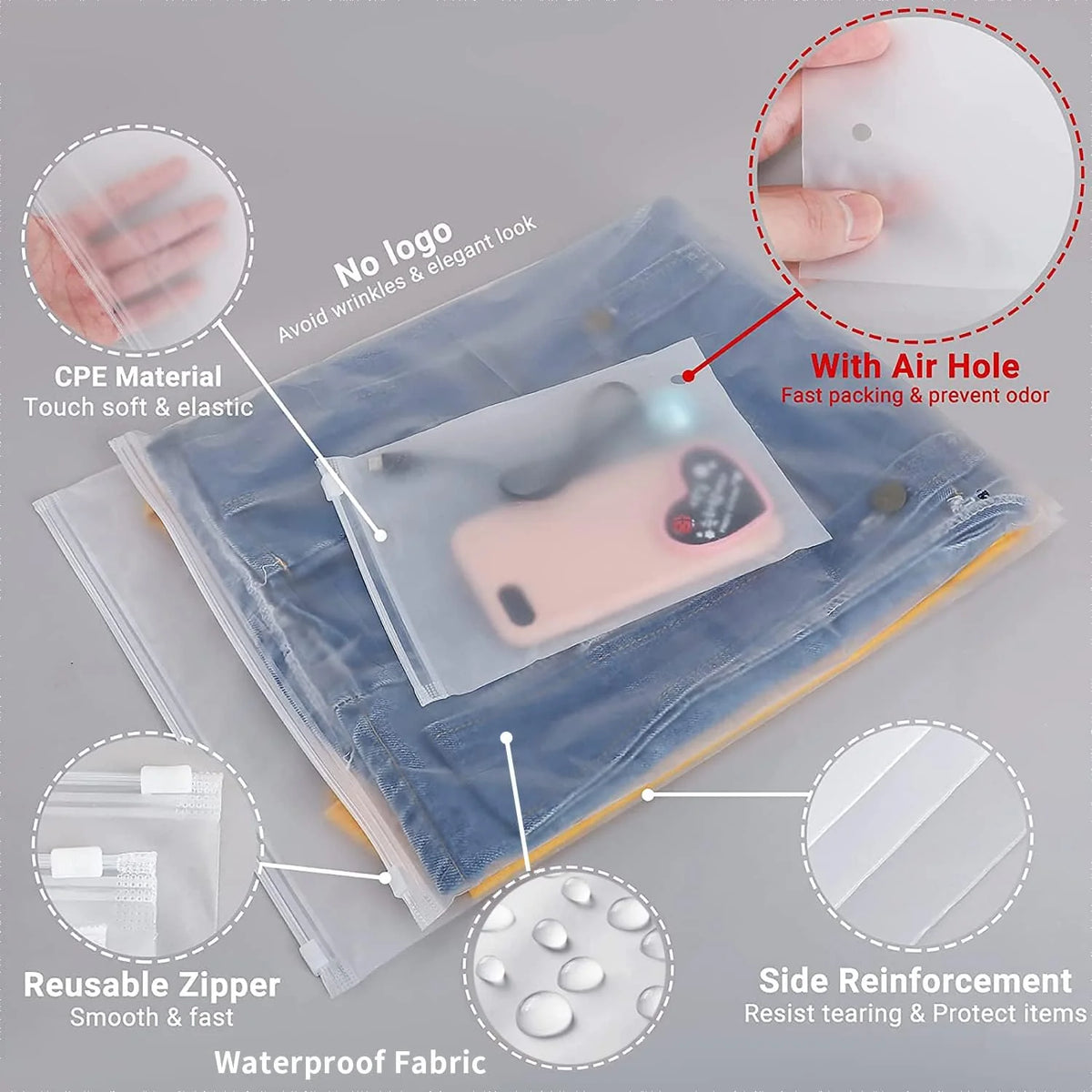 Storage Bags Frosted Slide-Zip Ventilated 20-Pack