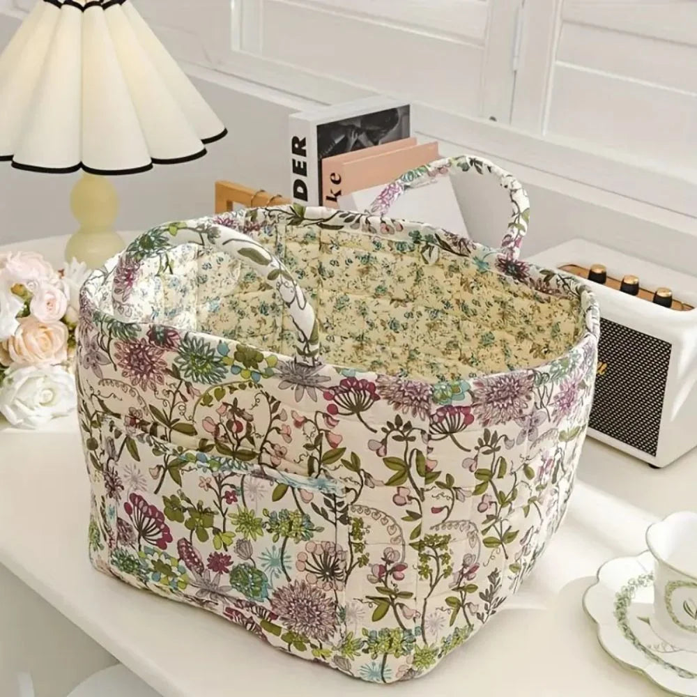Storage Basket Canvas Floral Machine Washable