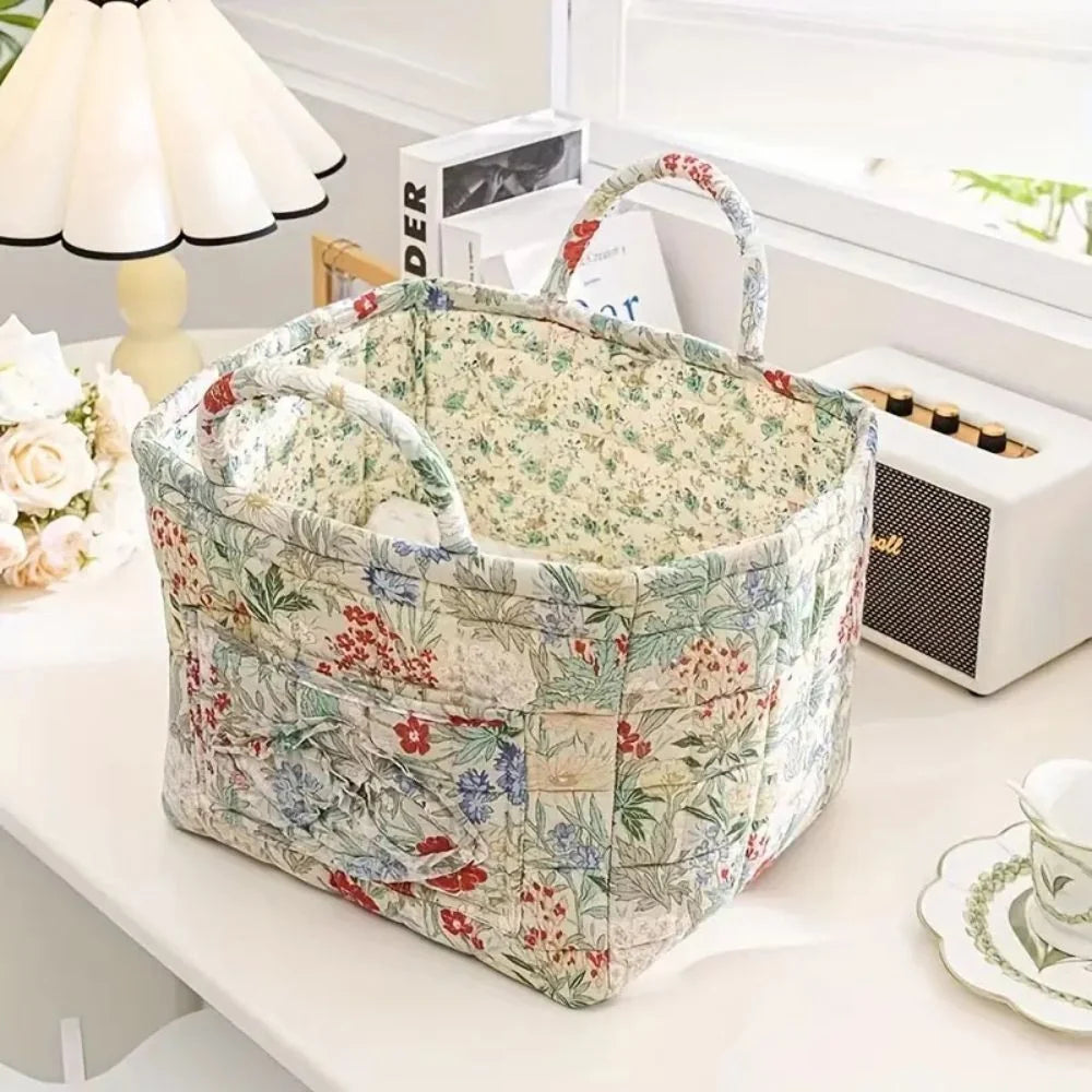 Storage Basket Canvas Floral Machine Washable