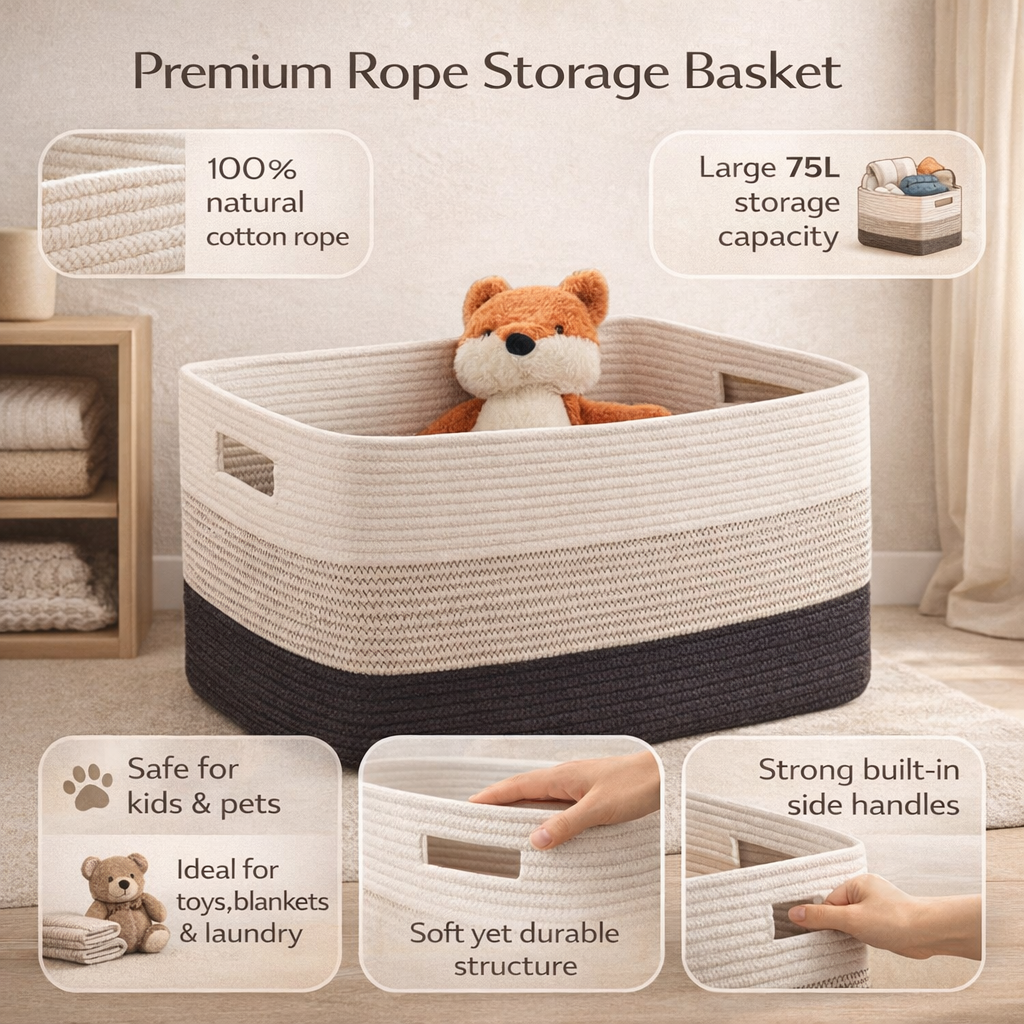 Storage Basket Oversized Rectangular 75L