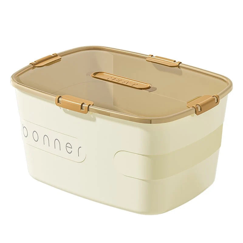Storage Box Stackable Amber Latching Lid Built-In Handle