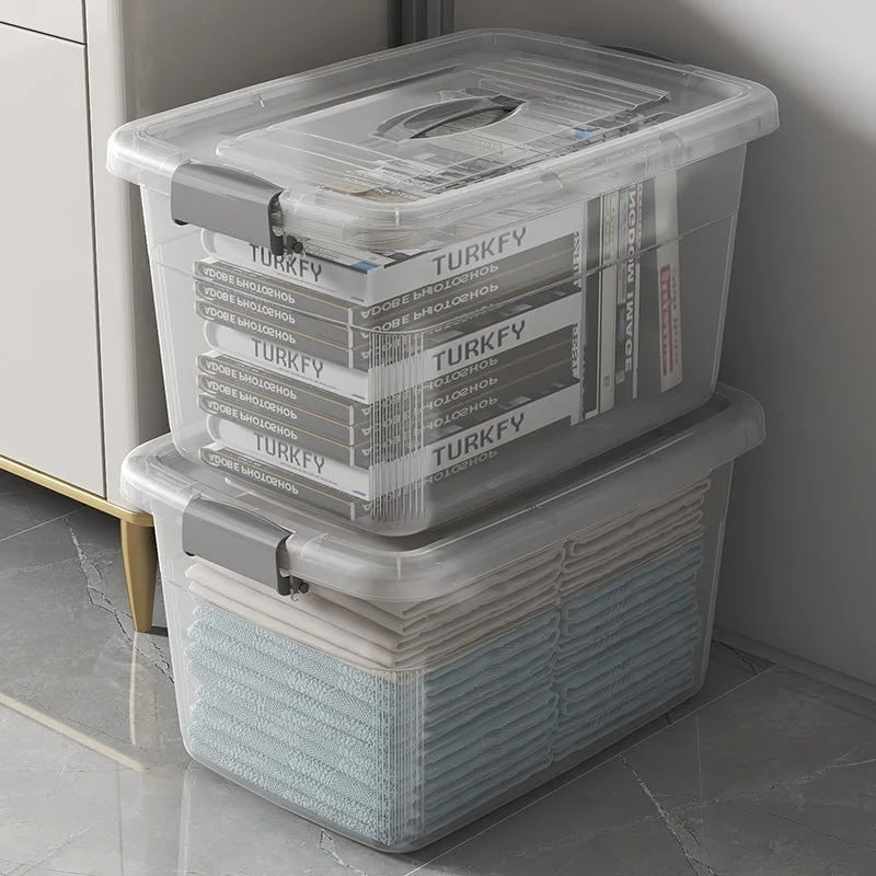 Storage Box Stackable Transparent & Lockable Lid