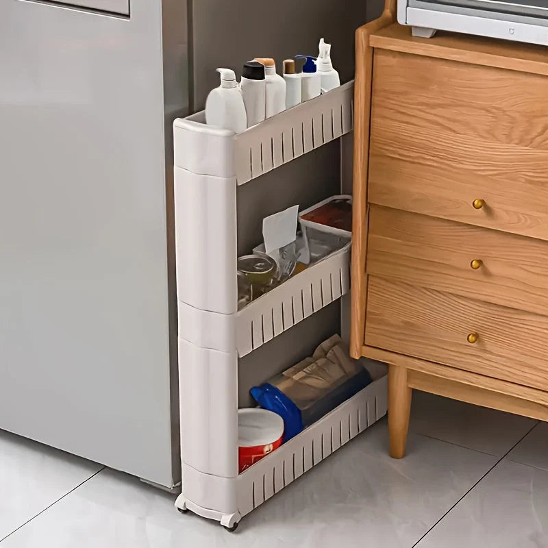 Storage Cart Slim Three-Tier With Wheels