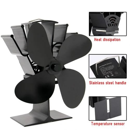 Stove Fan Heat-Powered Auto-Start Anodized Aluminum