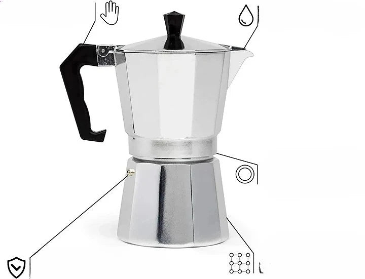 Stovetop Coffee Maker Single-Cup Pressure Brewing Clear Chamber