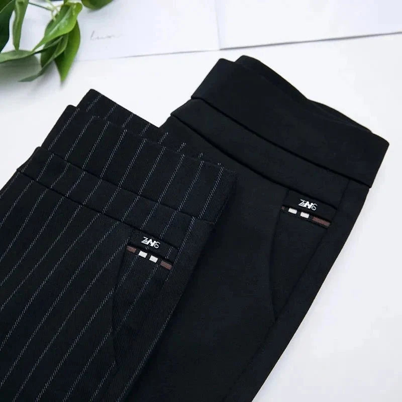 Straight Trousers Elastic High Waist Comfortable Fit