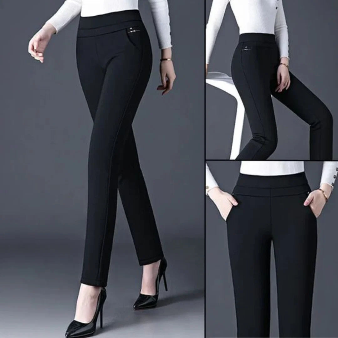 Straight Trousers Elastic High Waist Comfortable Fit
