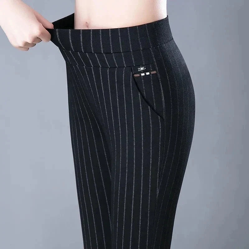 Straight Trousers Elastic High Waist Comfortable Fit