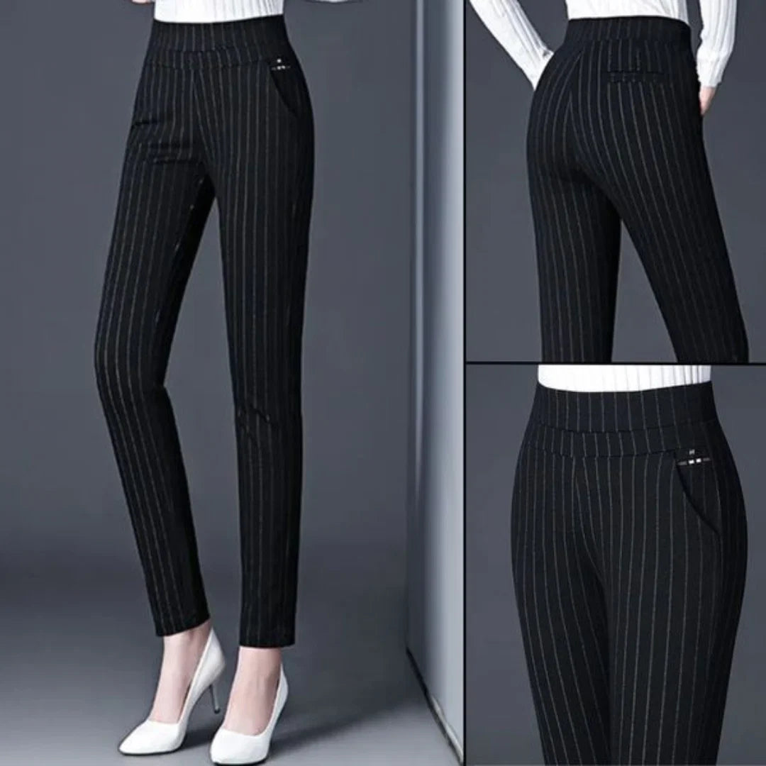 Straight Trousers Elastic High Waist Comfortable Fit