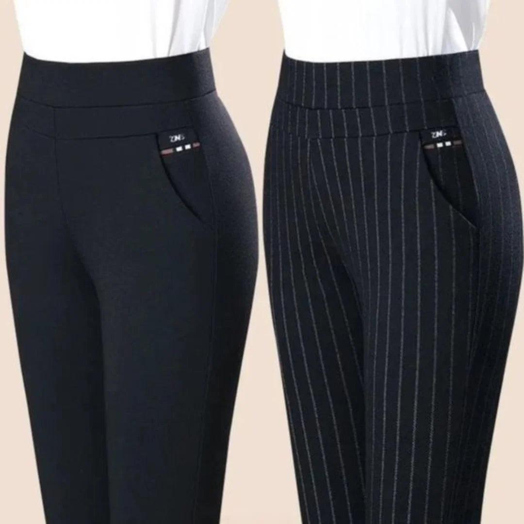 Straight Trousers Elastic High Waist Comfortable Fit