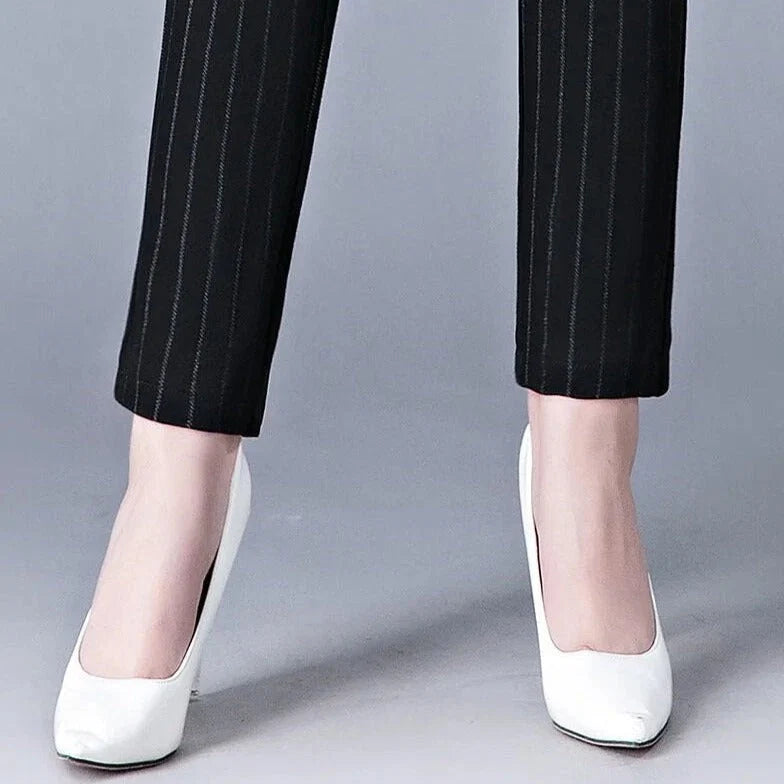 Straight Trousers Elastic High Waist Comfortable Fit