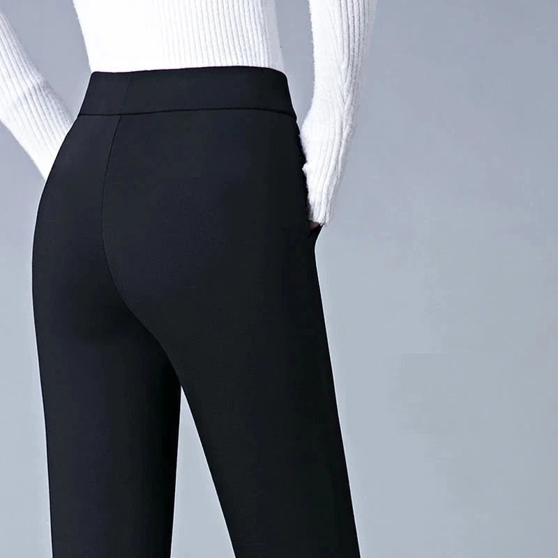 Straight Trousers Elastic High Waist Comfortable Fit
