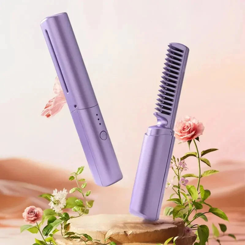 Straightening Brush Cordless USB Rechargeable Ceramic Coating