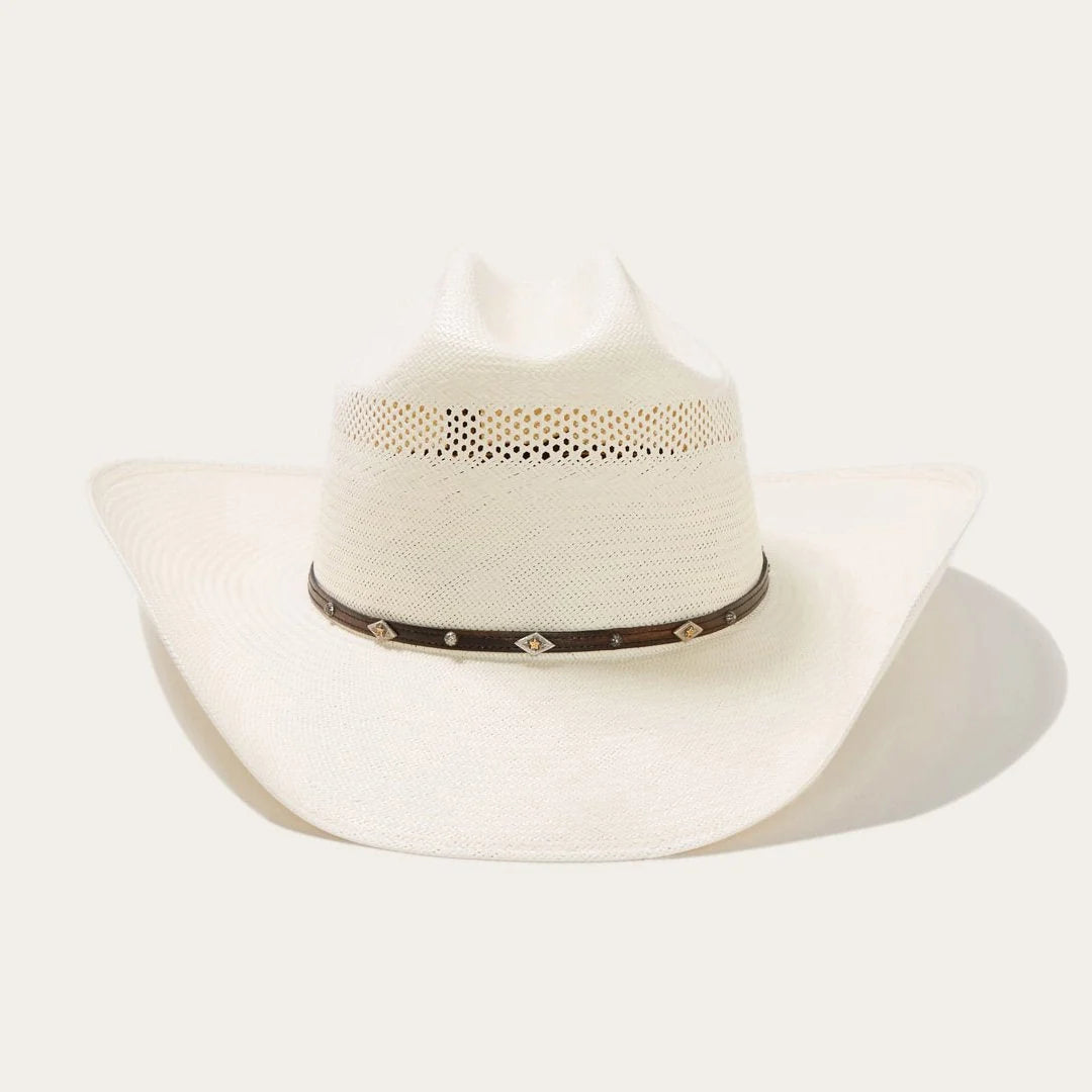 Straw Cowboy Hat Ventilated Cattleman Crown Adjustable Fit