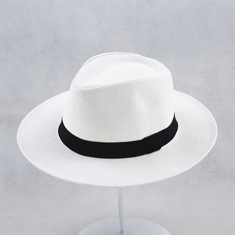 Straw Hat Handwoven UPF Protection Adjustable Inner Band