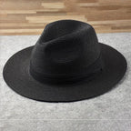 Straw Hat Handwoven UPF Protection Adjustable Inner Band