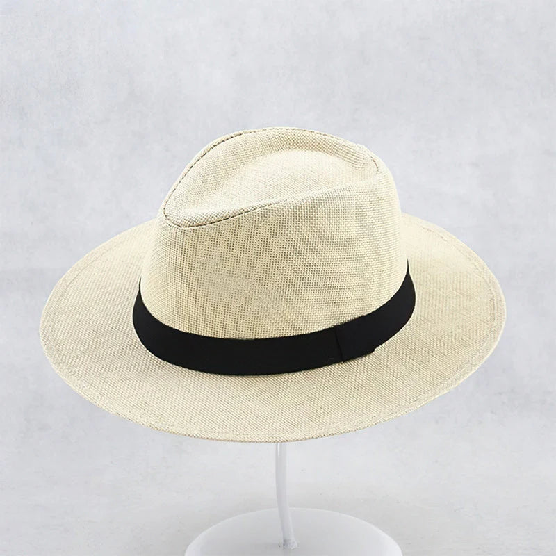 Straw Hat Handwoven UPF Protection Adjustable Inner Band