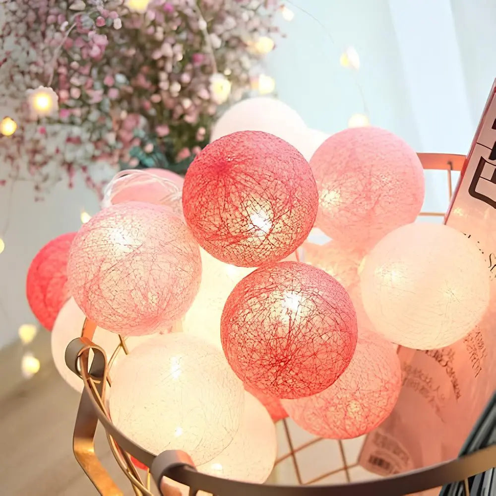 String Lights Handwoven Cotton Warm LED USB & Battery