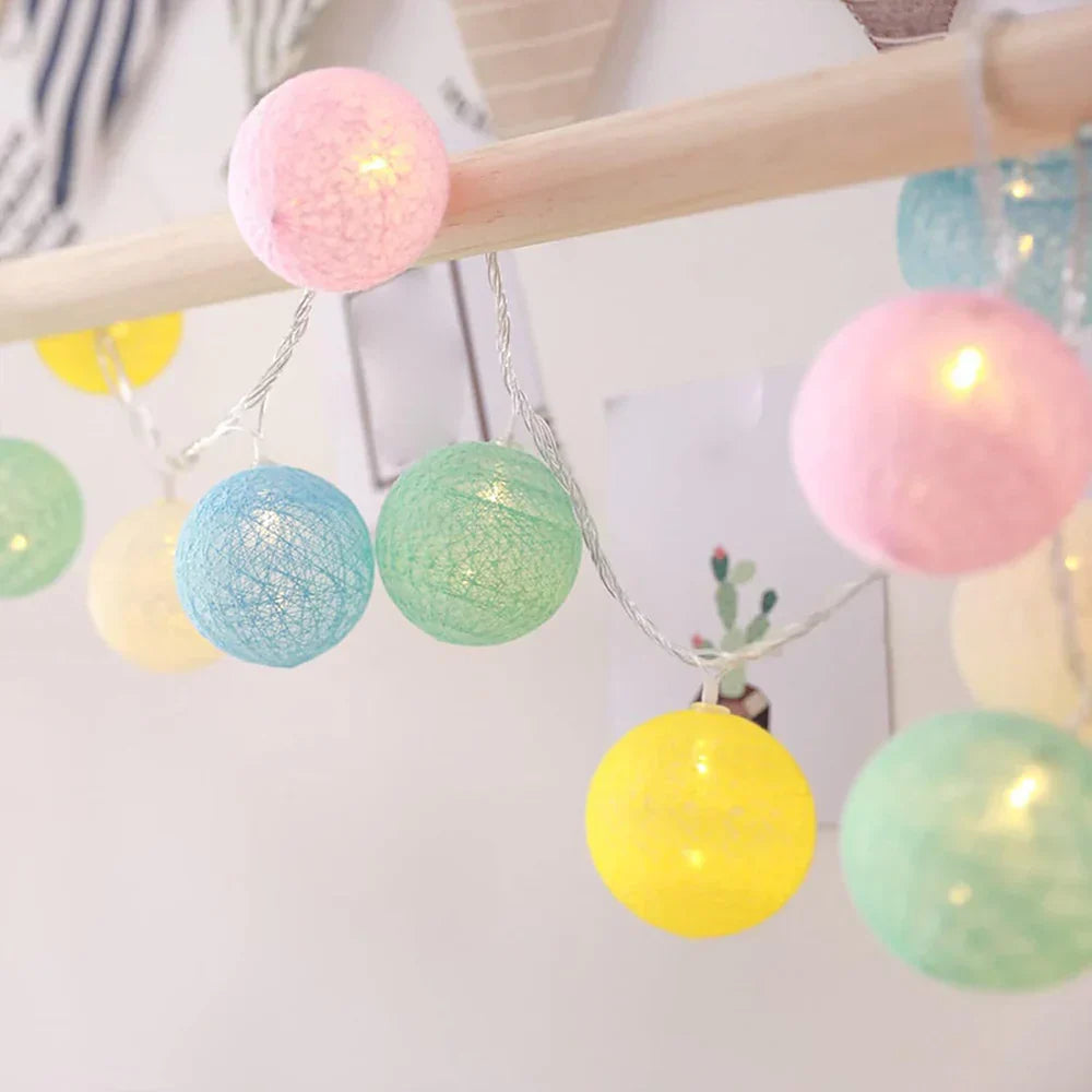 String Lights Handwoven Cotton Warm LED USB & Battery