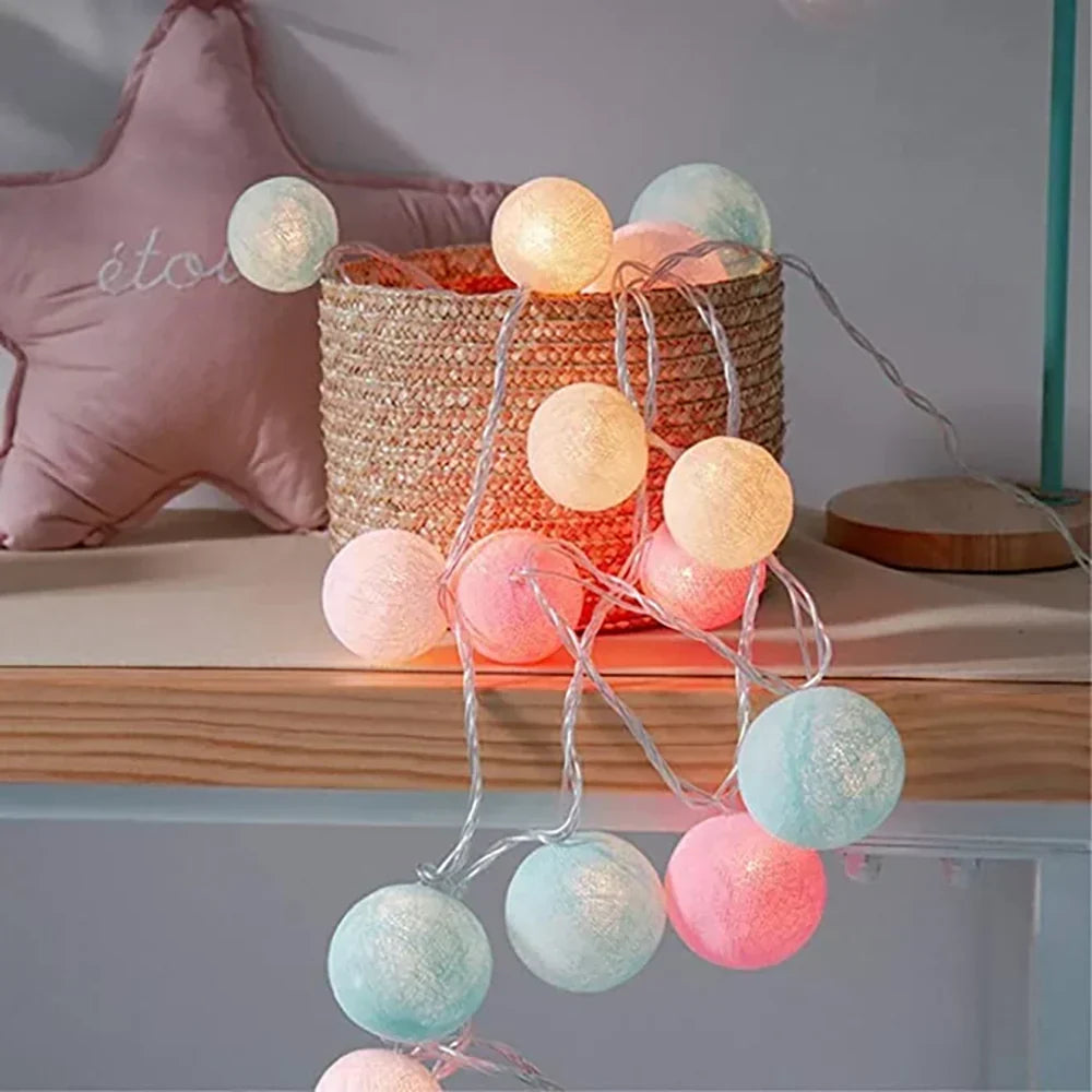 String Lights Handwoven Cotton Warm LED USB & Battery