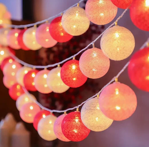 String Lights Handwoven Cotton Warm LED USB & Battery