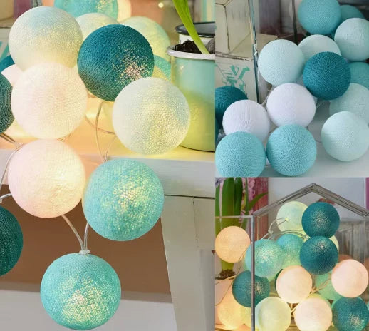 String Lights Handwoven Cotton Warm LED USB & Battery
