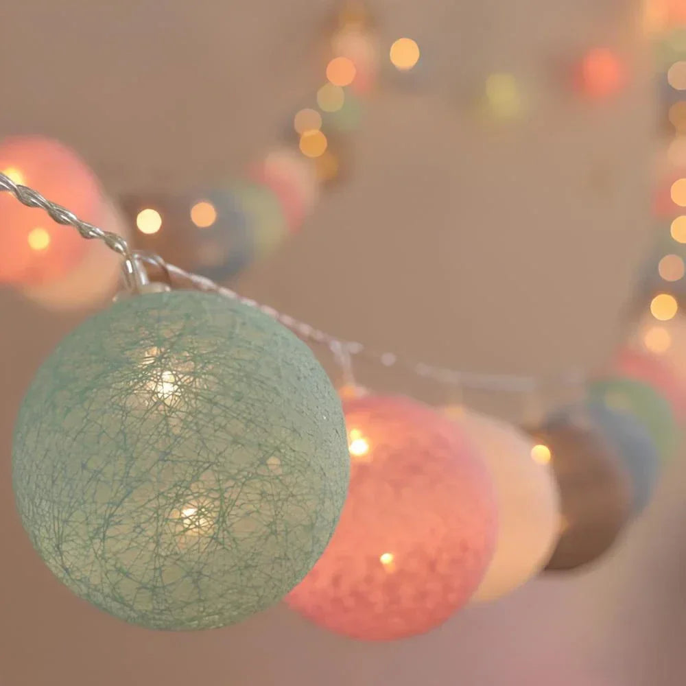 String Lights Handwoven Cotton Warm LED USB & Battery