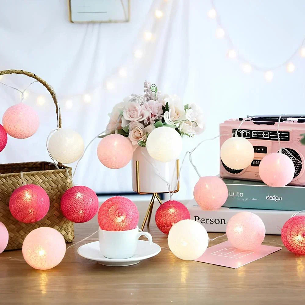 String Lights Handwoven Cotton Warm LED USB & Battery