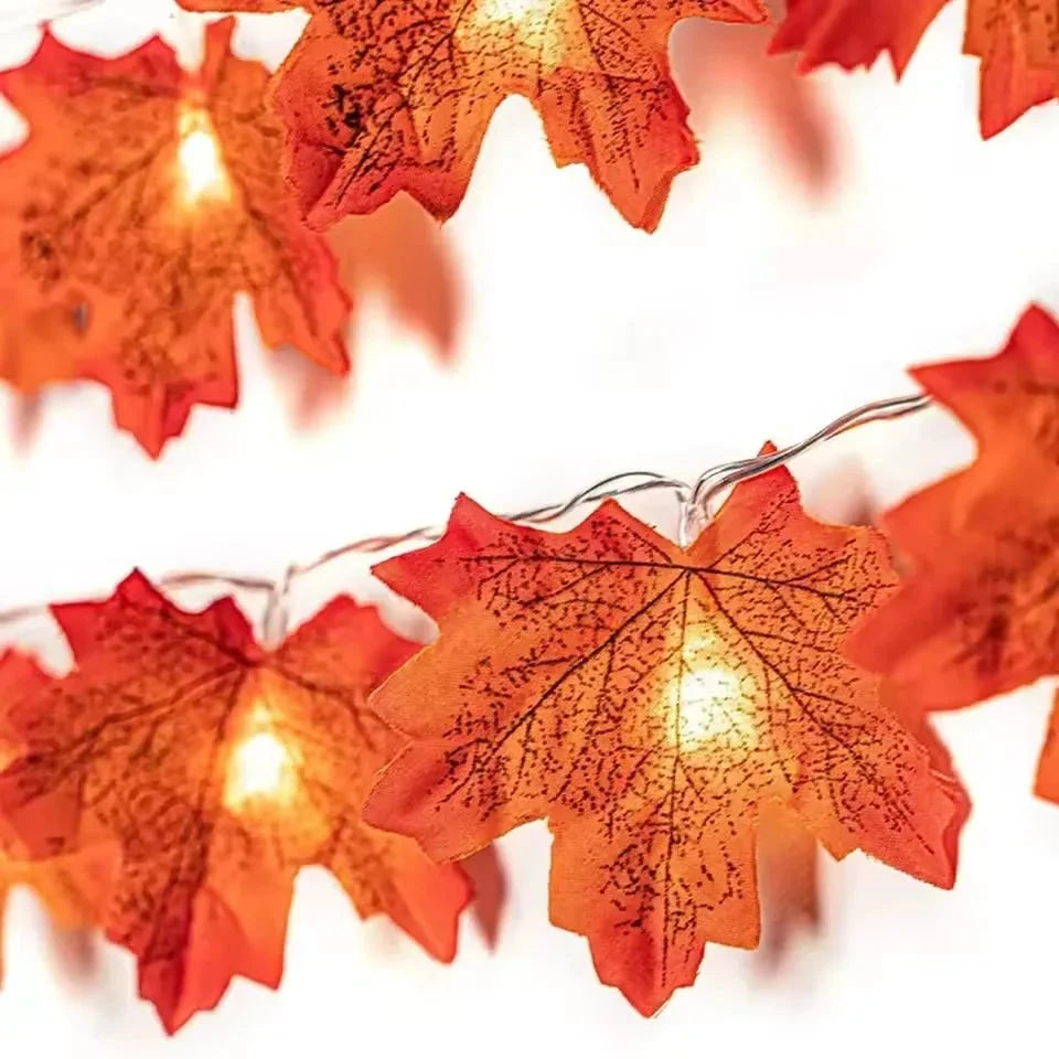 String Lights Maple Leaf Warm Amber USB Or Battery