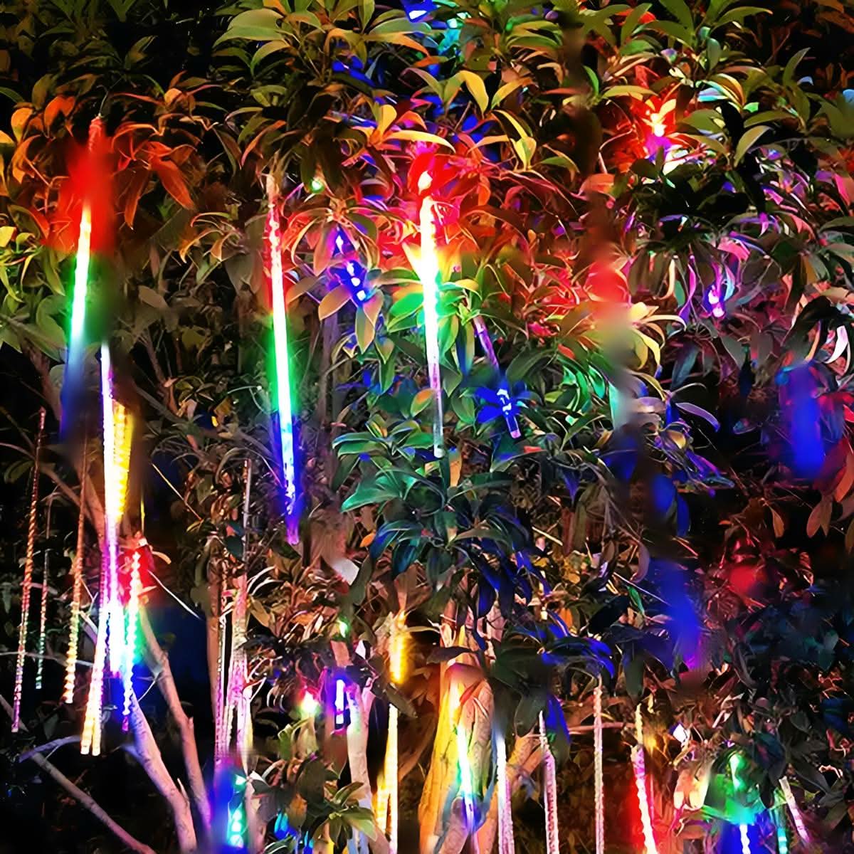 String Lights Solar 360 Degree Meteor Shower Weather-Resistant