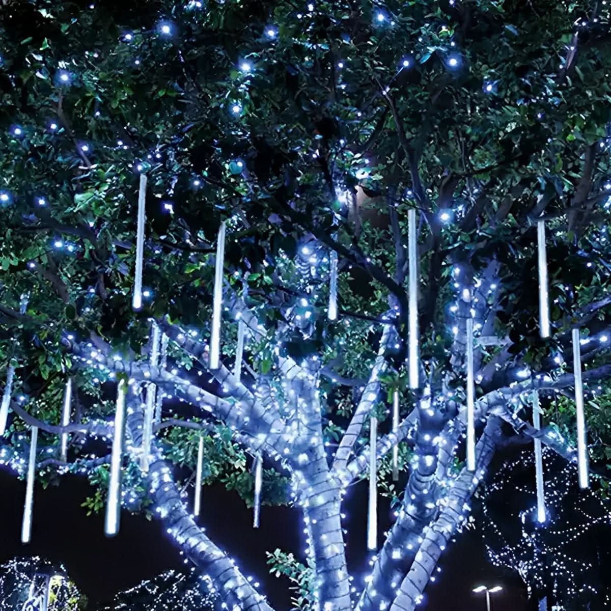 String Lights Solar 360 Degree Meteor Shower Weather-Resistant