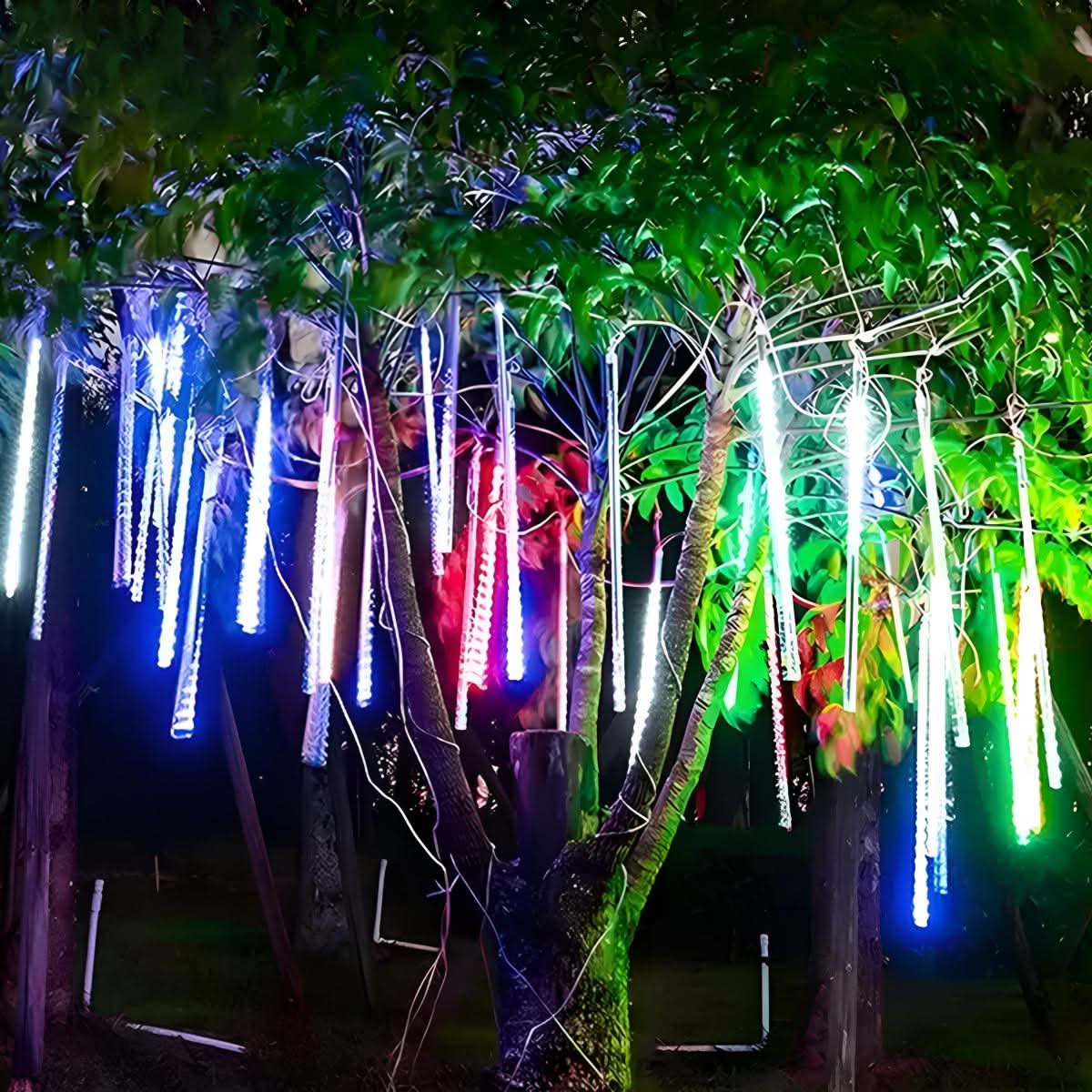 String Lights Solar 360 Degree Meteor Shower Weather-Resistant