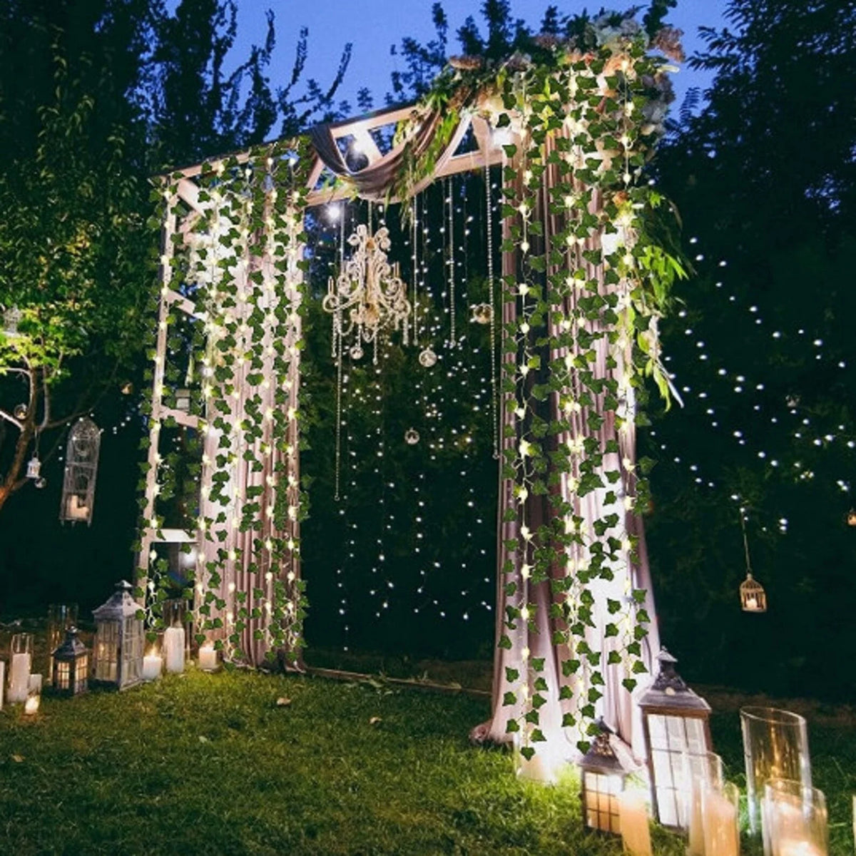 String Lights Solar-Powered Dusk-to-Dawn Realistic Ivy