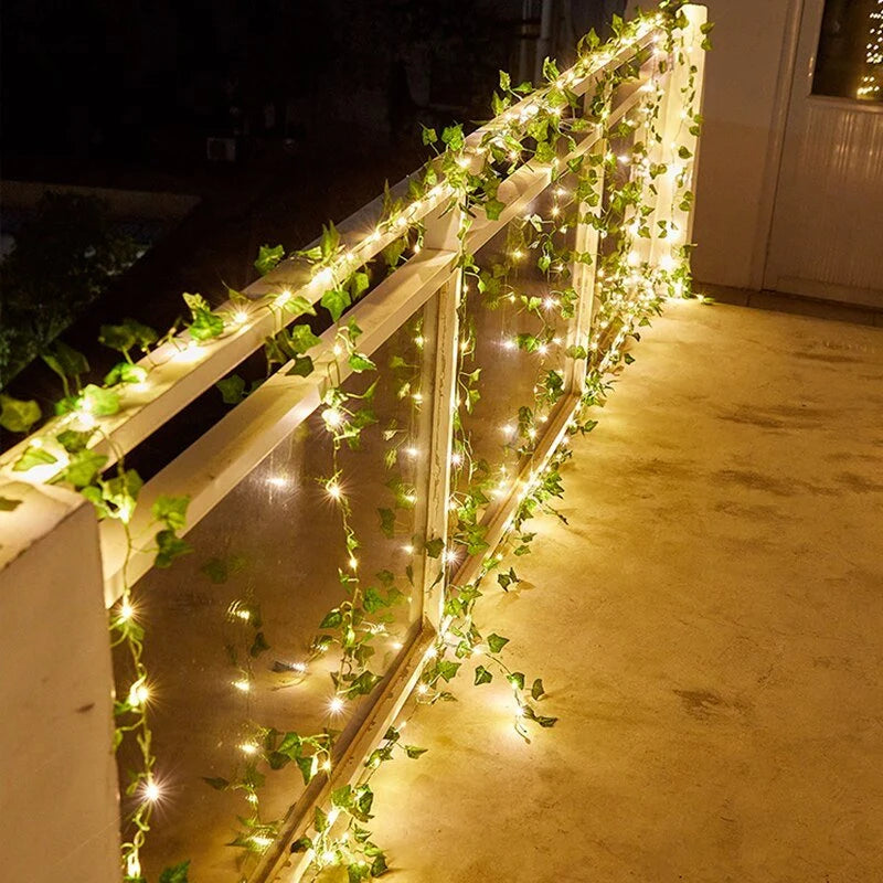 String Lights Solar-Powered Dusk-to-Dawn Realistic Ivy