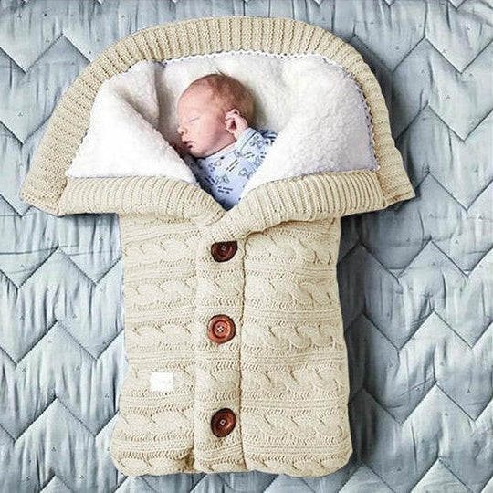 Stroller Blanket Swedish Fleece-Lined Knitted Linen