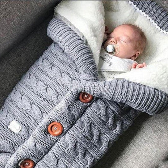 Stroller Blanket Swedish Fleece-Lined Knitted Linen