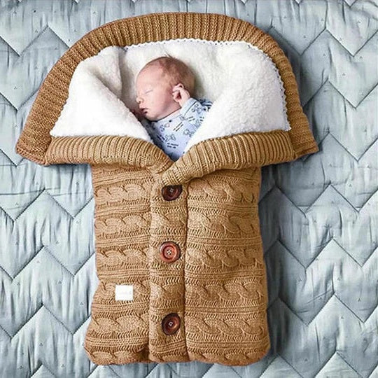 Stroller Blanket Swedish Fleece-Lined Knitted Linen