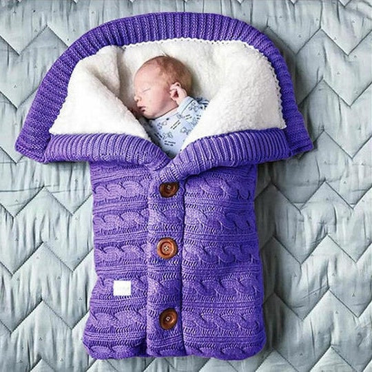 Stroller Blanket Swedish Fleece-Lined Knitted Linen