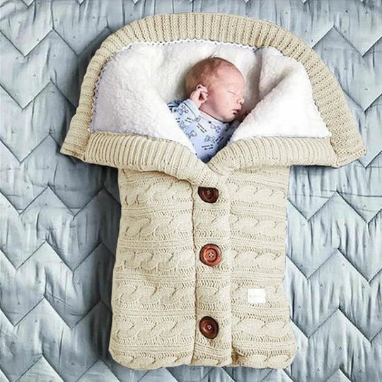 Stroller Blanket Swedish Fleece-Lined Knitted Linen