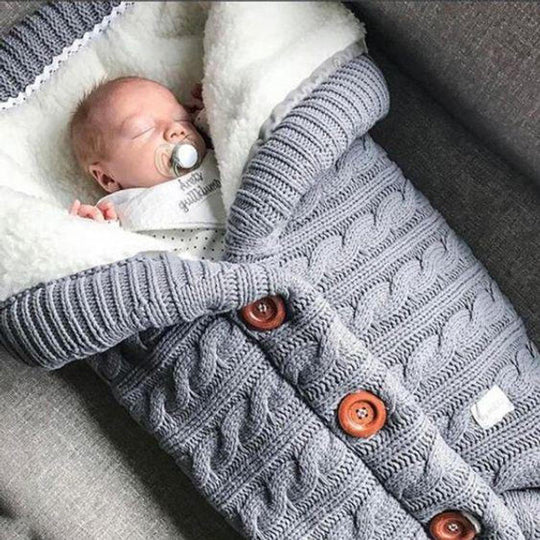 Stroller Blanket Swedish Fleece-Lined Knitted Linen