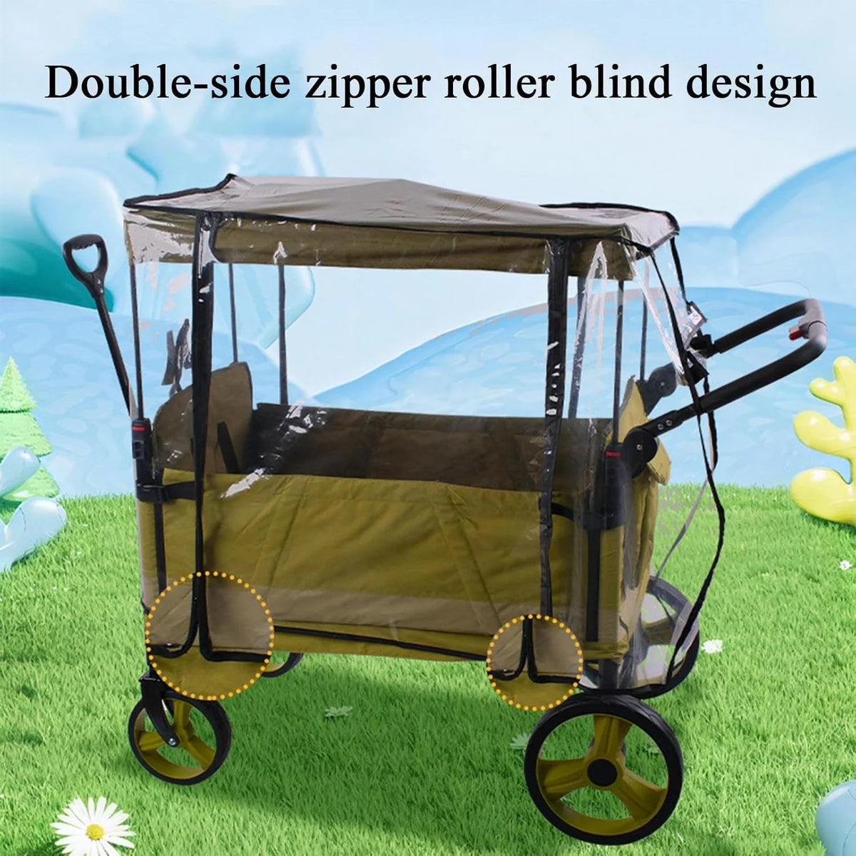 Stroller Rain Cover Double & Quad Waterproof Removable Screens