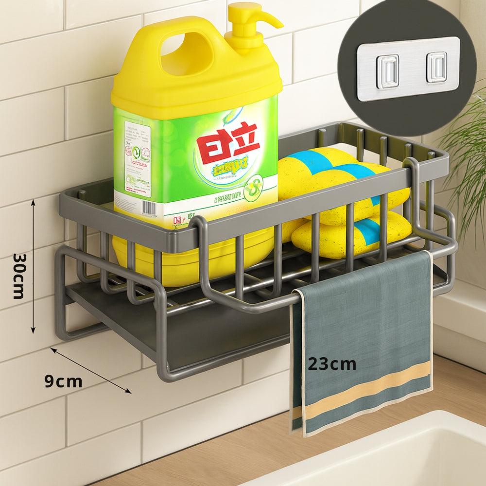 Strong Adhesive Rust-Proof Carbon Steel Wall-Mounted Sponge & Towel Rack (Open-Base)