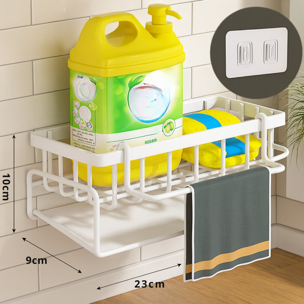 Strong Adhesive Rust-Proof Carbon Steel Wall-Mounted Sponge & Towel Rack (Open-Base)