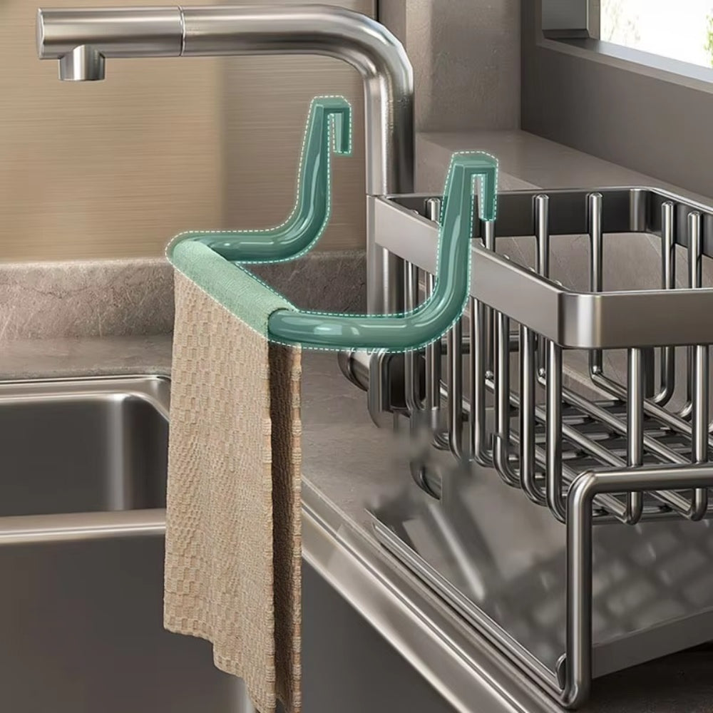 Strong Adhesive Rust-Proof Carbon Steel Wall-Mounted Sponge & Towel Rack (Open-Base)
