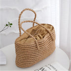 Structured Handwoven Straw Tote Bag (With Drawstring Pouch)