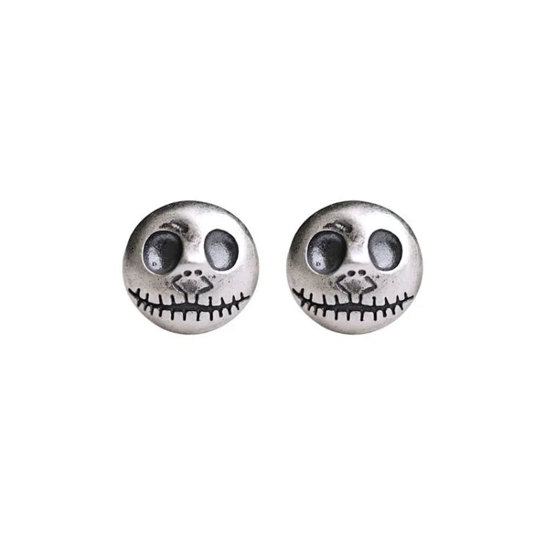 Stud Earrings Handcrafted Pumpkin Skull 925 Sterling Silver