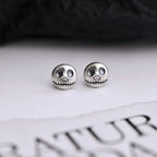 Stud Earrings Handcrafted Pumpkin Skull 925 Sterling Silver