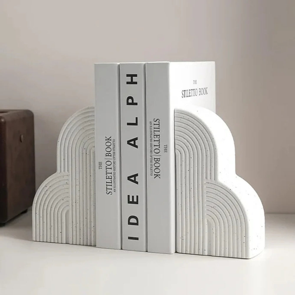 Sturdy Ceramic Cloud-Shaped Bookends (Set of 2)