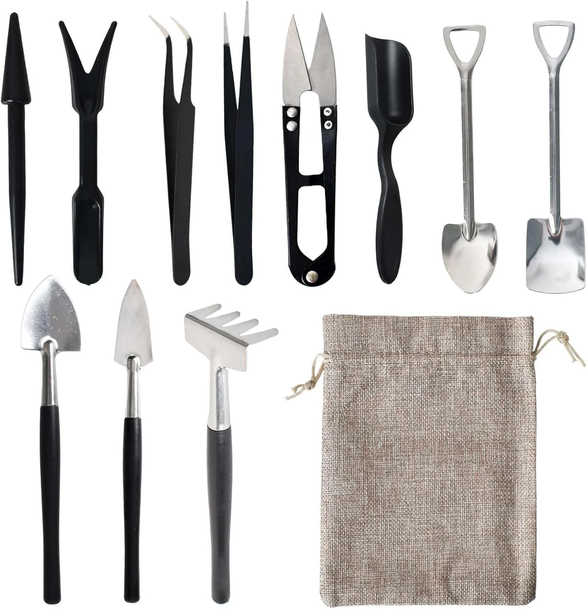 Succulent Tool Set 12-Piece Stainless Steel Linen Bag